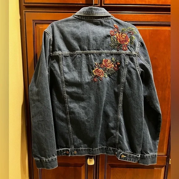 The SkyLine Collection Denim Jacket Embroidered Floral Size XL - Picture 6 of 12
